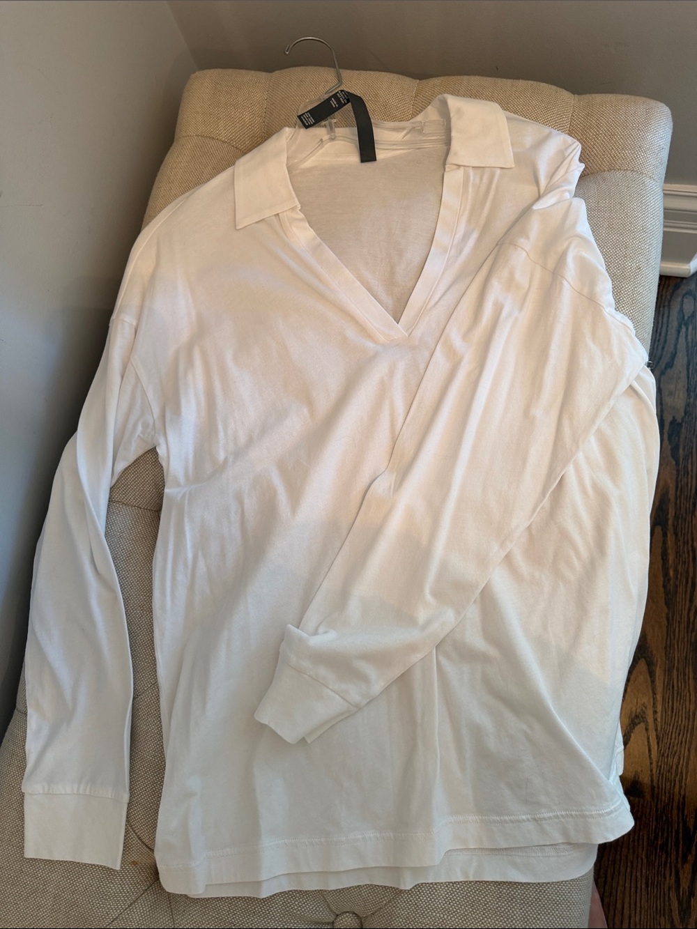 Vuori White Short Sleeve Tee with Gray Square Logo Patch